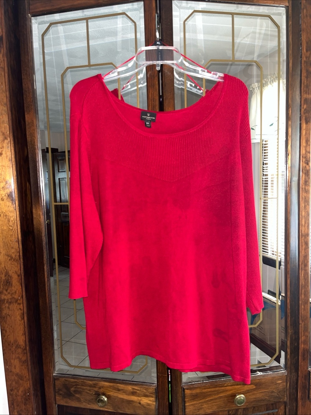 Worthington Woman Red Scoop Neck PulloverKnit Sweater - 0X